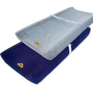 2 pack - baby changing pad cover - navy and grey